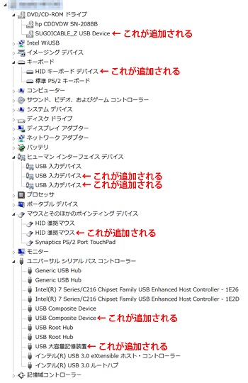 スゴイケーブルZ デバイスマネージャ